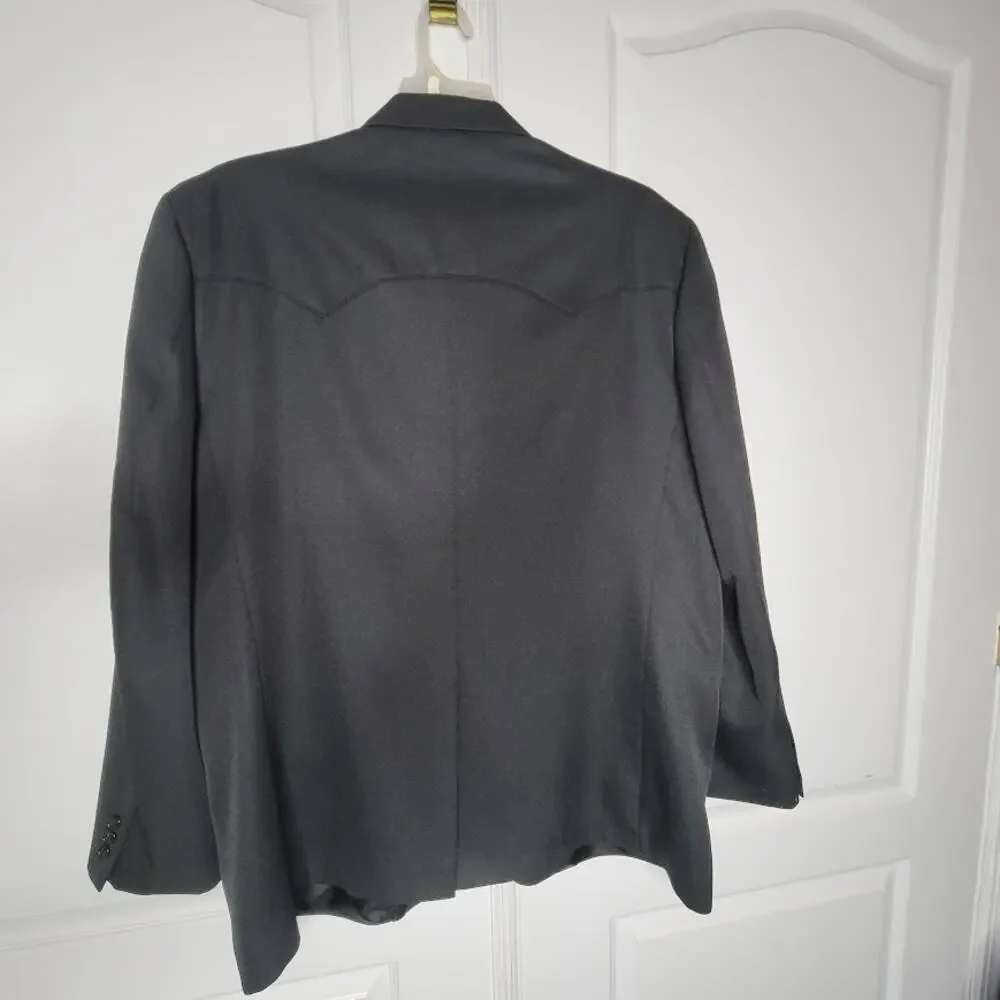 Circle S Black Western Cowboy Blazer Sport Coat with Pointed Yoke Details 52L